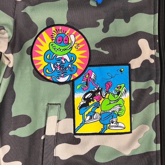NEW Jeremy Scott x Adidas Camo Illustrated Artwork Track Jacket Sz S - Picture 3 of 14